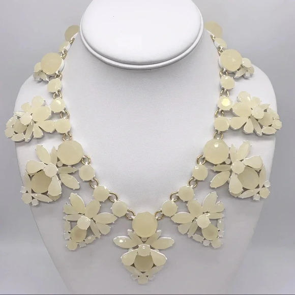 J. Crew Cream/White Stacked Translucent Fan Necklace - Picture 1 of 4